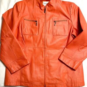 Pamela McCoy Orange Leather Jacket • 2X